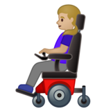 Woman in Motorized Wheelchair: Medium-Light Skin Tone on Google Noto Color Emoji Android 10.0