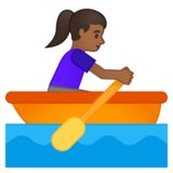 Woman Rowing Boat: Medium-Dark Skin Tone on Google Noto Color Emoji Android 10.0