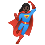 Woman Superhero: Dark Skin Tone on Google Noto Color Emoji Android 10.0