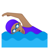 Woman Swimming: Medium Skin Tone on Google Noto Color Emoji Android 10.0