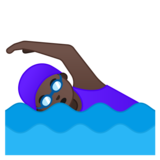 Woman Swimming: Dark Skin Tone on Google Noto Color Emoji Android 10.0