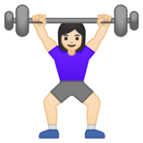 Woman Lifting Weights: Light Skin Tone on Google Noto Color Emoji Android 10.0