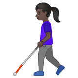 Woman with White Cane: Dark Skin Tone on Google Noto Color Emoji Android 10.0