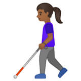Woman with White Cane: Medium-Dark Skin Tone on Google Noto Color Emoji Android 10.0