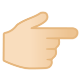 Backhand Index Pointing Right: Light Skin Tone on Google Noto Color Emoji Android 10.0 March 2020 Feature Drop