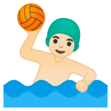 Man Playing Water Polo: Light Skin Tone on Google Noto Color Emoji Android 10.0 March 2020 Feature Drop
