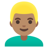 Man: Medium Skin Tone, Blond Hair on Google Noto Color Emoji Android 11.0