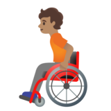 Person in Manual Wheelchair: Medium Skin Tone on Google Noto Color Emoji Android 11.0