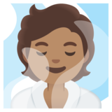 Person in Steamy Room: Medium Skin Tone on Google Noto Color Emoji Android 11.0