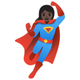 Woman Superhero: Dark Skin Tone on Google Noto Color Emoji Android 11.0