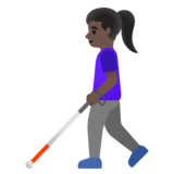 Woman with White Cane: Dark Skin Tone on Google Noto Color Emoji Android 11.0