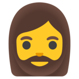 Woman: Beard on Google Noto Color Emoji Android 11.0 December 2020 Feature Drop