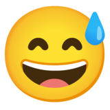 Grinning Face with Sweat on Google Noto Color Emoji Android 12.0