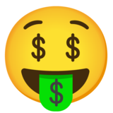 Money-Mouth Face on Google Noto Color Emoji Android 12.0