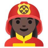 Woman Firefighter: Dark Skin Tone on Google Noto Color Emoji Android 12.0