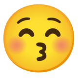 Kissing Face with Closed Eyes on Google Noto Color Emoji Android 12L