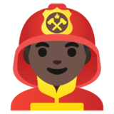 Man Firefighter: Dark Skin Tone on Google Noto Color Emoji Android 12L