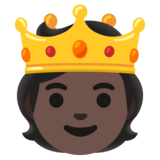 Person with Crown: Dark Skin Tone on Google Noto Color Emoji Android 12L