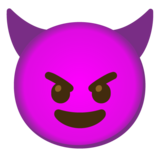 Smiling Face with Horns on Google Noto Color Emoji Android 12L