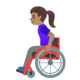 Woman in Manual Wheelchair: Medium Skin Tone on Google Noto Color Emoji Android 12L