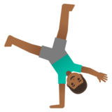 Man Cartwheeling: Medium-Dark Skin Tone on Google Noto Color Emoji 15.0