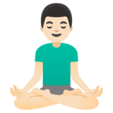 Man in Lotus Position: Light Skin Tone on Google Noto Color Emoji 15.0