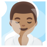 Man in Steamy Room: Medium Skin Tone on Google Noto Color Emoji 15.0