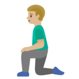 Man Kneeling: Medium-Light Skin Tone on Google Noto Color Emoji 15.0