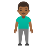 Man Standing: Medium-Dark Skin Tone on Google Noto Color Emoji 15.0