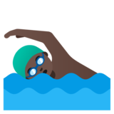 Man Swimming: Dark Skin Tone on Google Noto Color Emoji 15.0