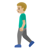 Man Walking: Medium-Light Skin Tone on Google Noto Color Emoji 15.0
