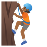 Person Climbing: Medium-Dark Skin Tone on Google Noto Color Emoji 15.0