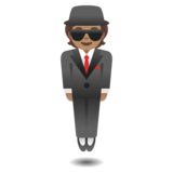 Person in Suit Levitating: Medium Skin Tone on Google Noto Color Emoji 15.0