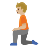 Person Kneeling: Medium-Light Skin Tone on Google Noto Color Emoji 15.0