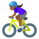 Woman Biking: Medium-Dark Skin Tone on Google Noto Color Emoji 15.0