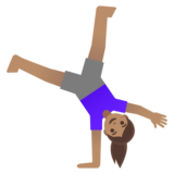 Woman Cartwheeling: Medium Skin Tone on Google Noto Color Emoji 15.0