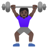 Woman Lifting Weights: Dark Skin Tone on Google Noto Color Emoji 15.0