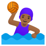Woman Playing Water Polo: Medium-Dark Skin Tone on Google Noto Color Emoji 15.0