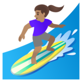 Woman Surfing: Medium Skin Tone on Google Noto Color Emoji 15.0