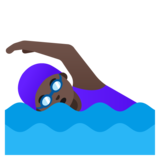 Woman Swimming: Dark Skin Tone on Google Noto Color Emoji 15.0