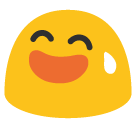 Grinning Face with Sweat on Google Noto Color Emoji Android 6.0.1