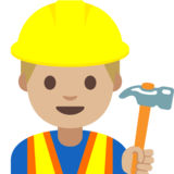 Man Construction Worker: Medium-Light Skin Tone on Google Noto Color Emoji Android 7.1