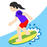 Woman Surfing: Light Skin Tone on Google Noto Color Emoji Android 7.1