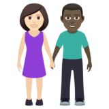 Woman and Man Holding Hands: Light Skin Tone, Dark Skin Tone on JoyPixels 5.5