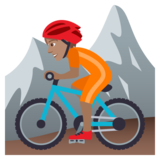 Person Mountain Biking: Medium Skin Tone on JoyPixels 6.0