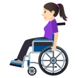 Woman in Manual Wheelchair: Light Skin Tone on JoyPixels 6.0