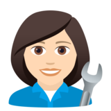Woman Mechanic: Light Skin Tone on JoyPixels 6.0