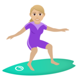 Woman Surfing: Medium-Light Skin Tone on JoyPixels 6.0