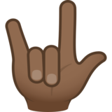 Love-You Gesture: Medium-Dark Skin Tone on JoyPixels 6.5