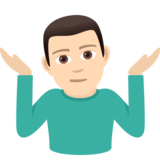 Man Shrugging: Light Skin Tone on JoyPixels 6.5